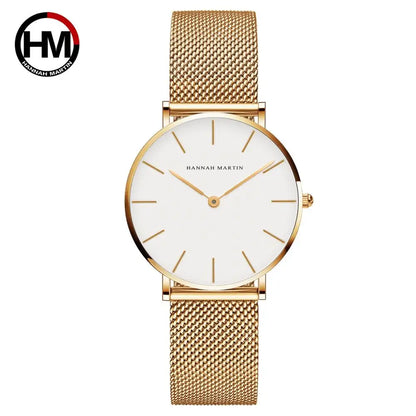 HANNAH MARTIN Brand Quality Stainless Steel Japan Quartz Women's Watch