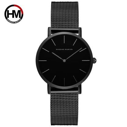 HANNAH MARTIN Brand Quality Stainless Steel Japan Quartz Women's Watch