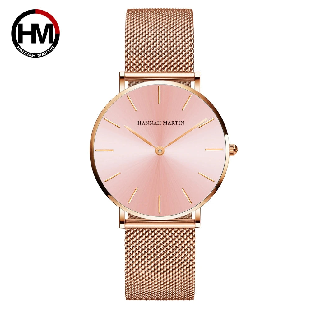 HANNAH MARTIN Brand Quality Stainless Steel Japan Quartz Women's Watch