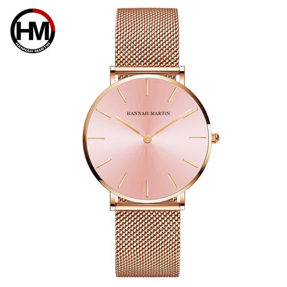 HANNAH MARTIN Brand Quality Stainless Steel Japan Quartz Women's Watch