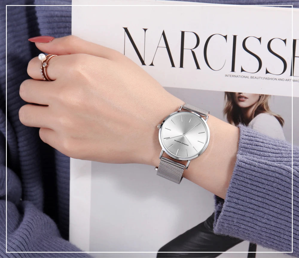 HANNAH MARTIN Brand Quality Stainless Steel Japan Quartz Women's Watch