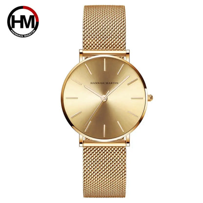 HANNAH MARTIN Brand Quality Stainless Steel Japan Quartz Women's Watch