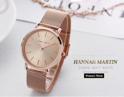 HANNAH MARTIN Brand Quality Stainless Steel Japan Quartz Women's Watch