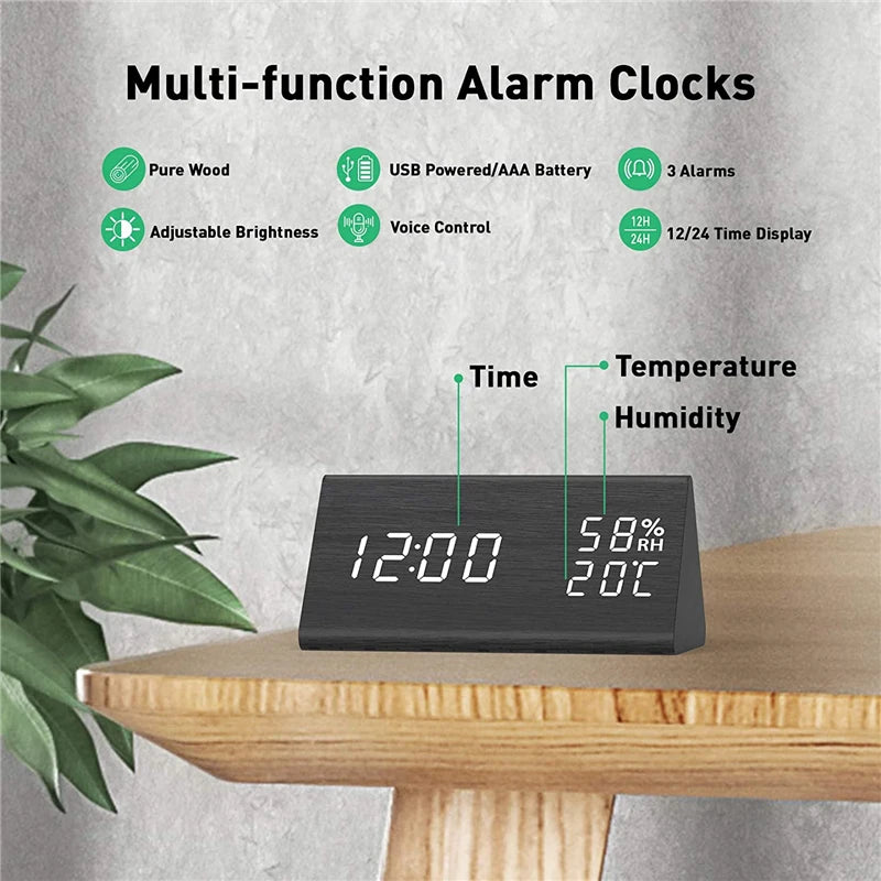 Wooden LED Alarm Clock