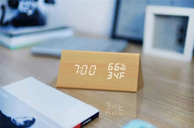 Wooden LED Alarm Clock