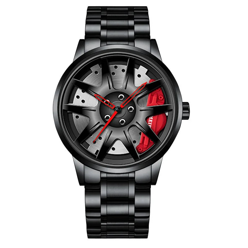 Rotating Car Rim Stainless Steel Watch