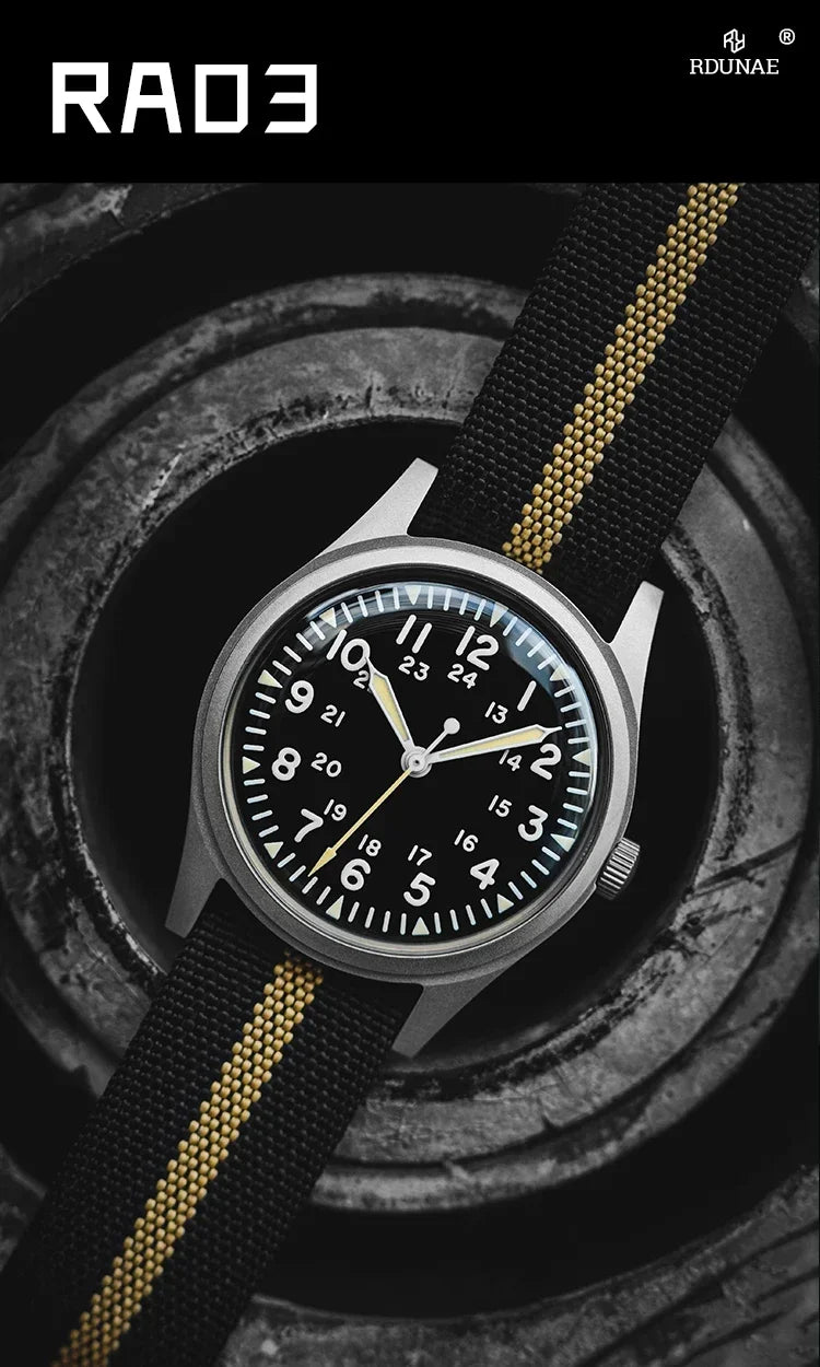 2025 New RDUNAE RA03 34.5mm Military Men Analog Watch