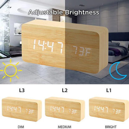 Wooden Digital Alarm Clock