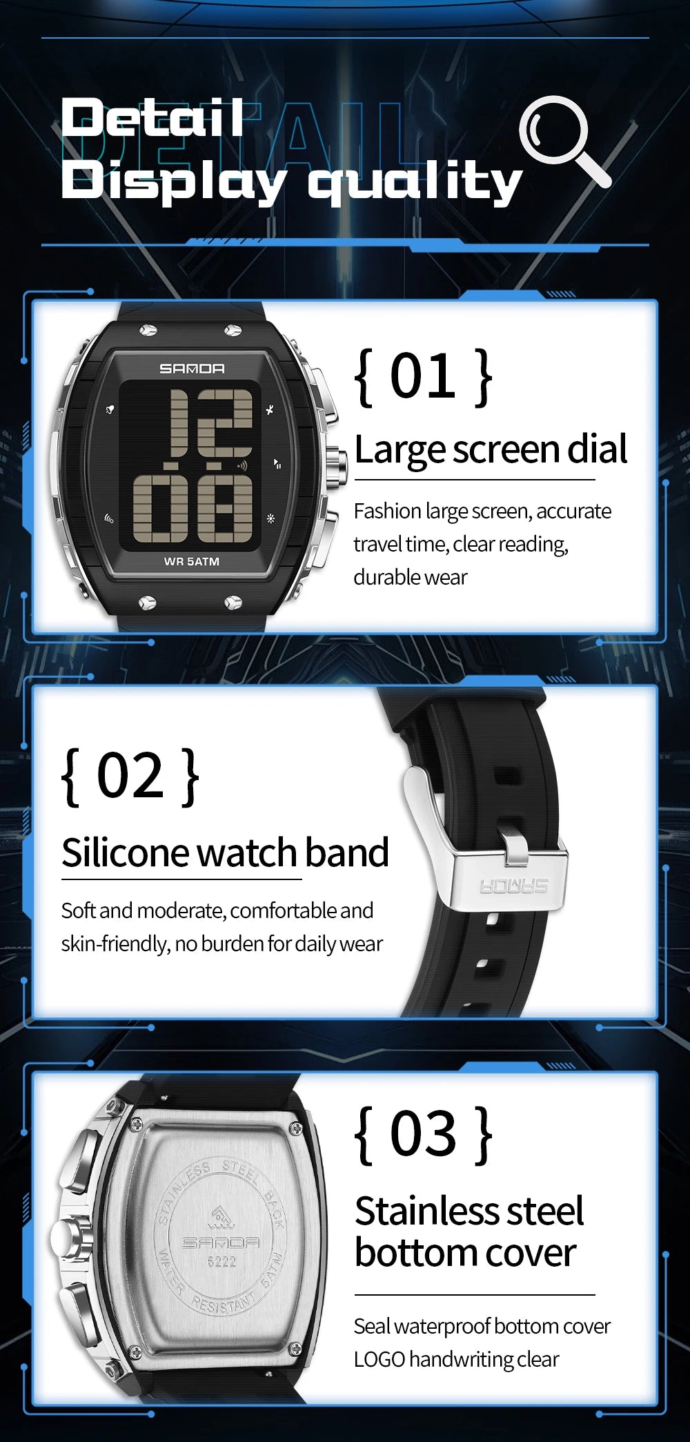 SANDA Fashion Men's Digital Watch