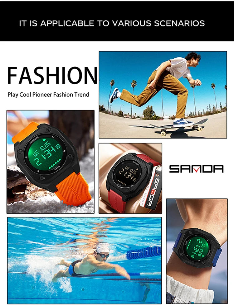 SANDA New Fashion Men Electronic Watch
