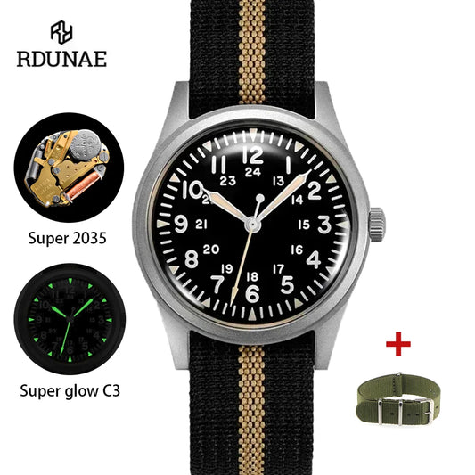 2025 New RDUNAE RA03 34.5mm Military Men Analog Watch