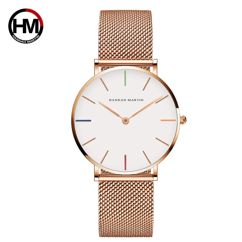 HANNAH MARTIN Brand Quality Stainless Steel Japan Quartz Women's Watch