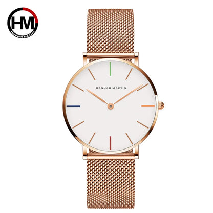 HANNAH MARTIN Brand Quality Stainless Steel Japan Quartz Women's Watch