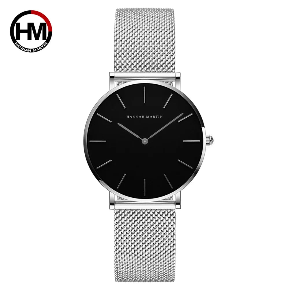 HANNAH MARTIN Brand Quality Stainless Steel Japan Quartz Women's Watch