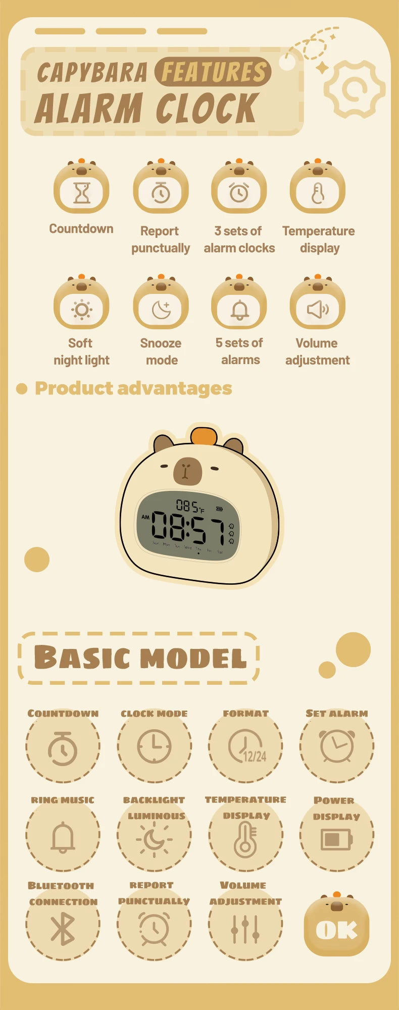 Cute Capybara Bedside Alarm