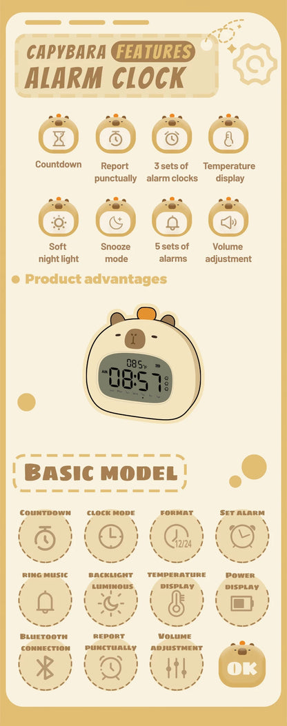 Cute Capybara Bedside Alarm