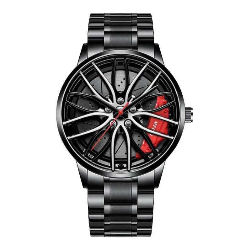 Rotating Car Rim Stainless Steel Watch