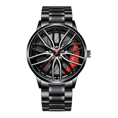 Rotating Car Rim Stainless Steel Watch