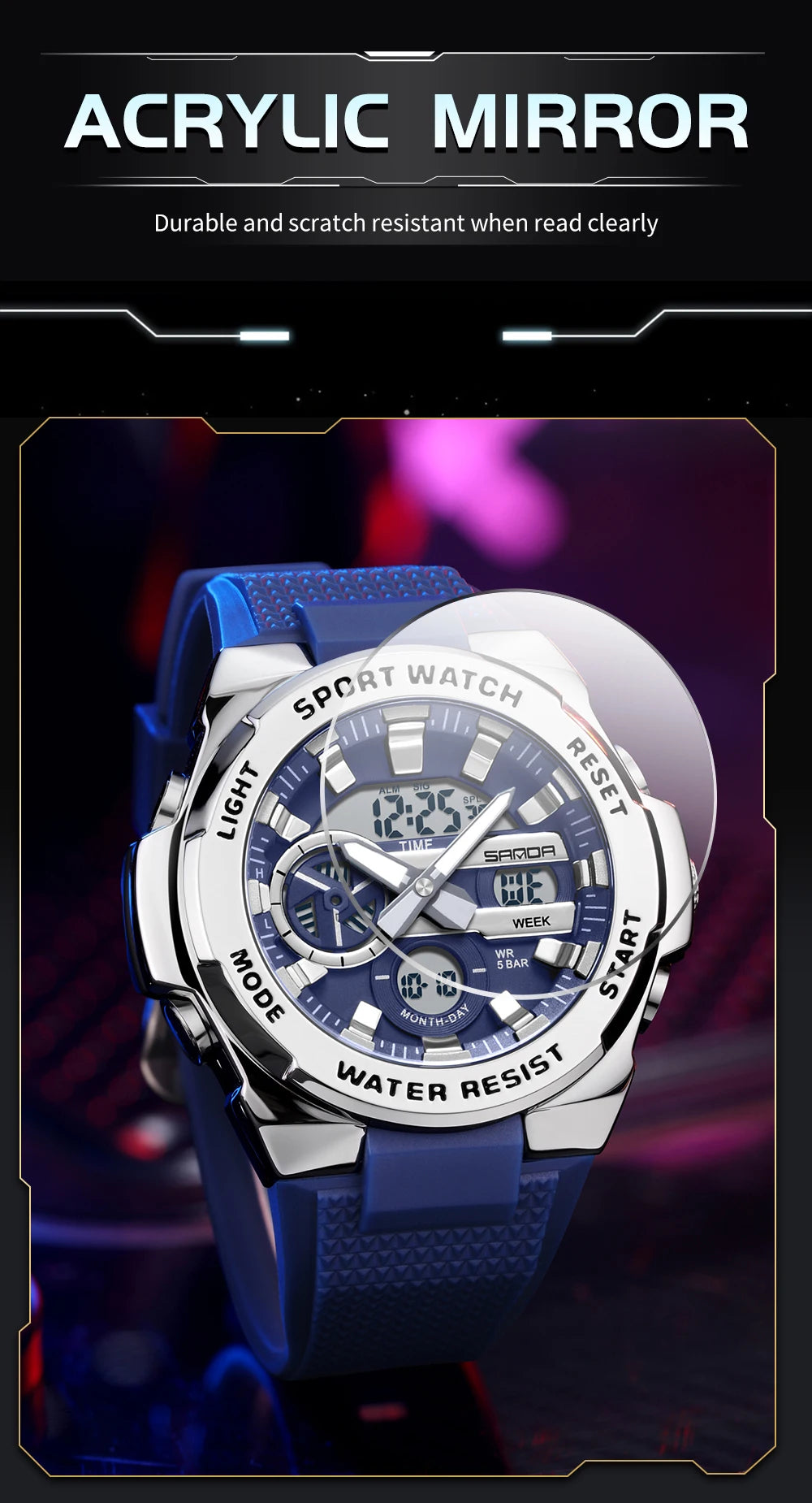 Fashion SANDA Mens Sport watch