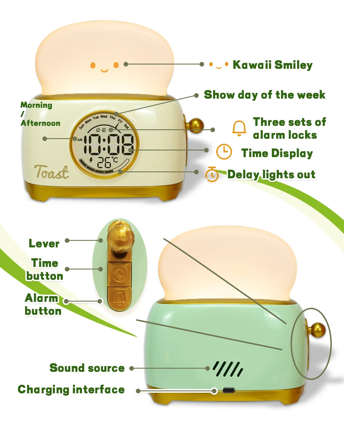 Toaster Bedside Alarm Clock
