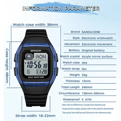 SANDA New Fashion Youth Electronic Watch