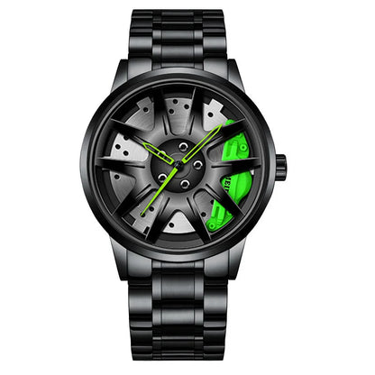 Rotating Car Rim Stainless Steel Watch