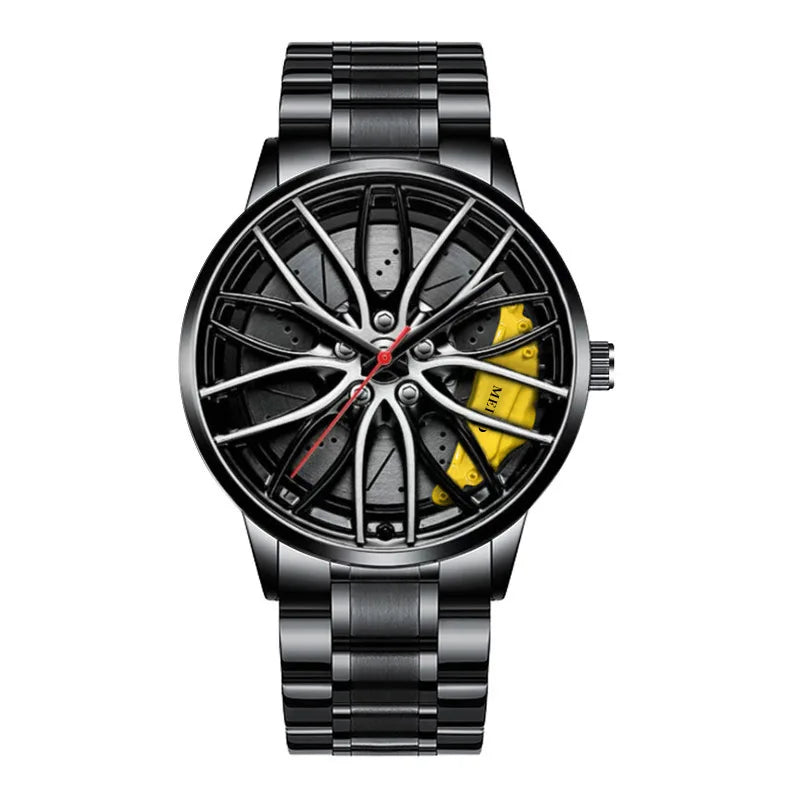 Rotating Car Rim Stainless Steel Watch