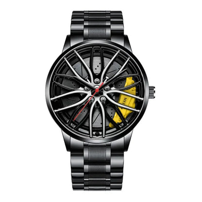 Rotating Car Rim Stainless Steel Watch