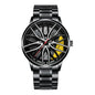 Rotating Car Rim Stainless Steel Watch
