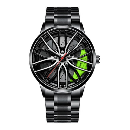 Rotating Car Rim Stainless Steel Watch