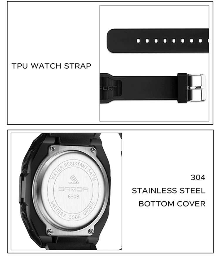SANDA New Fashion Men Electronic Watch