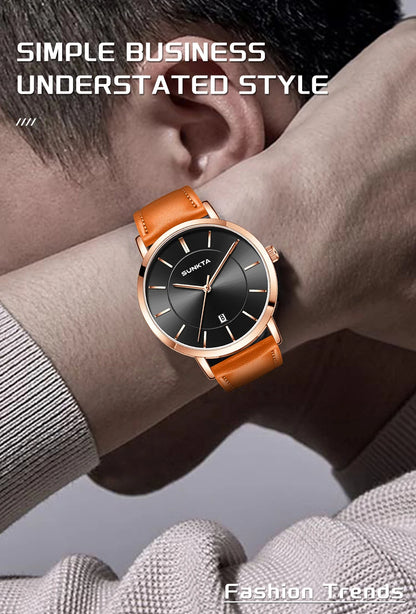 LIGE Sunkta Ultra Thin Watches for Retro Business