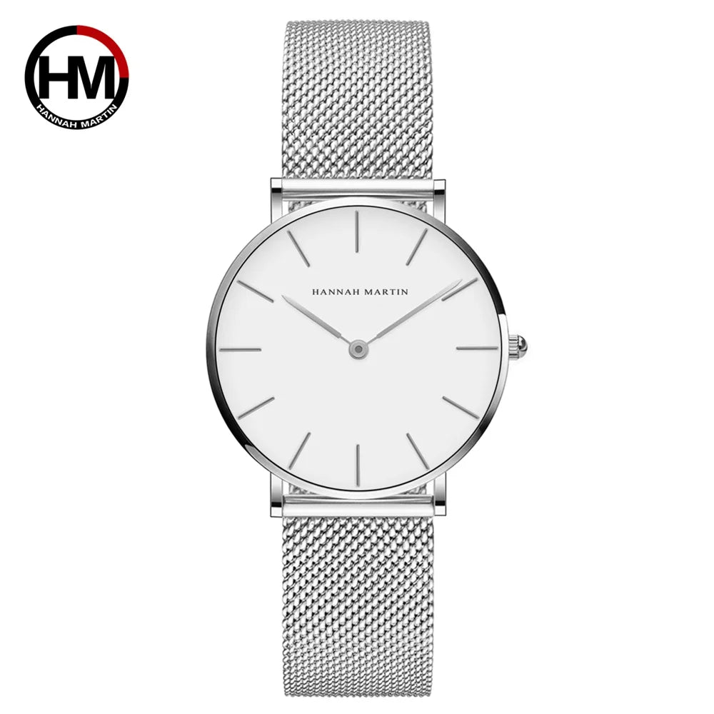 HANNAH MARTIN Brand Quality Stainless Steel Japan Quartz Women's Watch