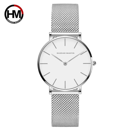 HANNAH MARTIN Brand Quality Stainless Steel Japan Quartz Women's Watch