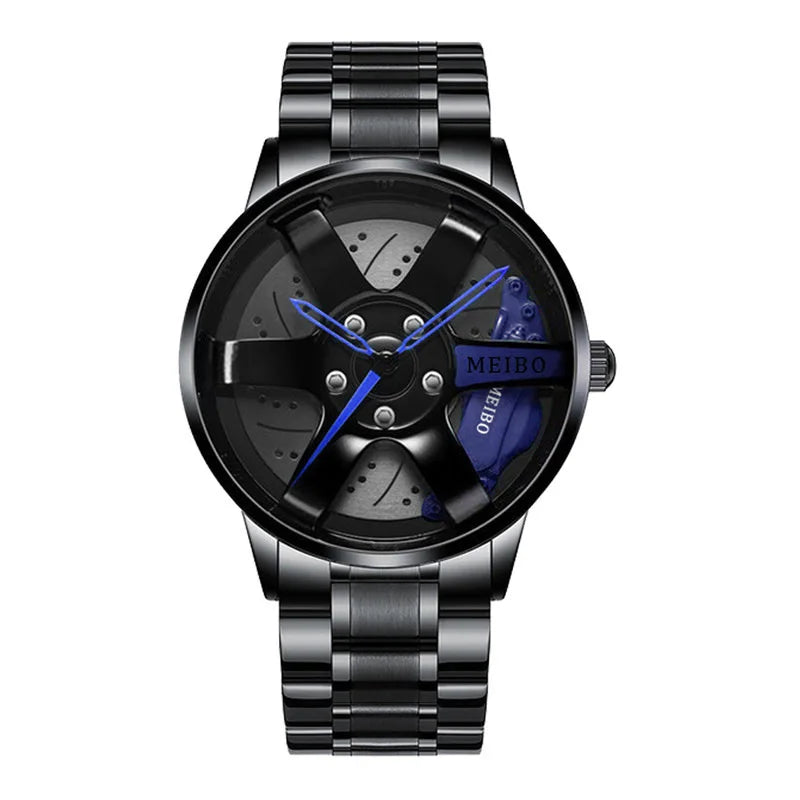 Rotating Car Rim Stainless Steel Watch
