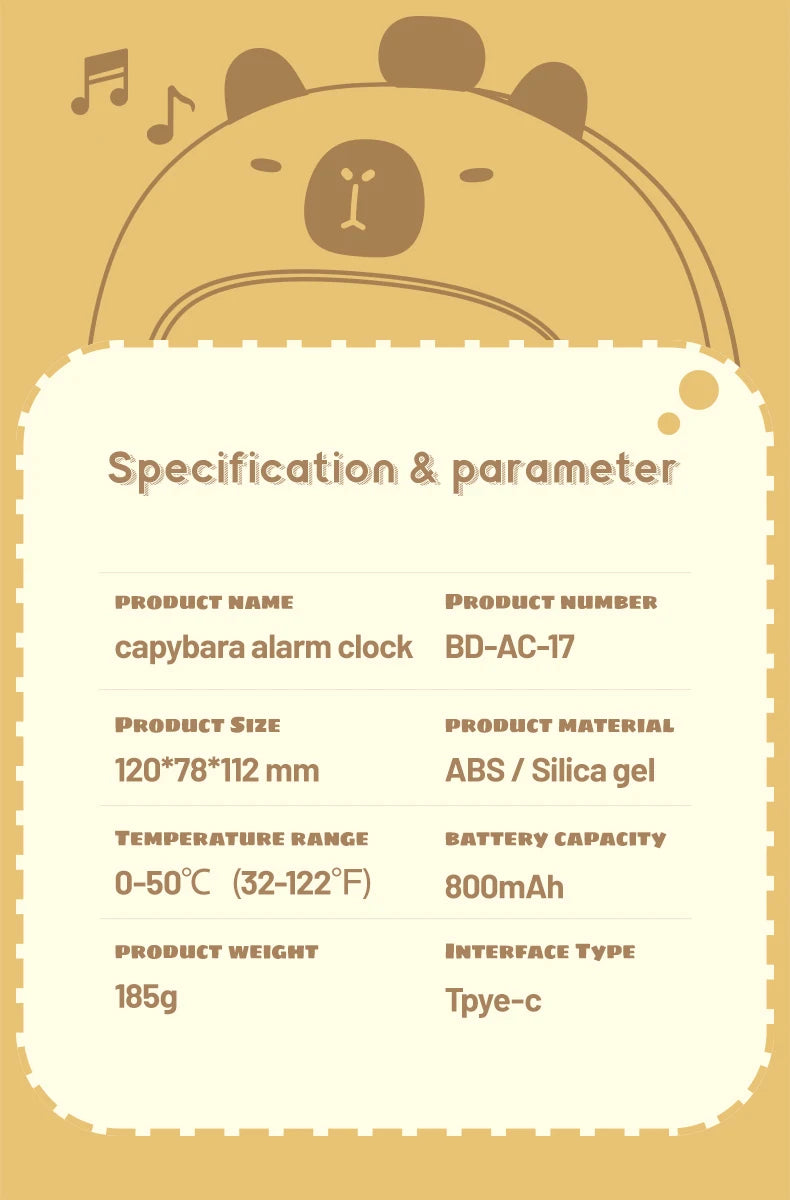 Cute Capybara Bedside Alarm