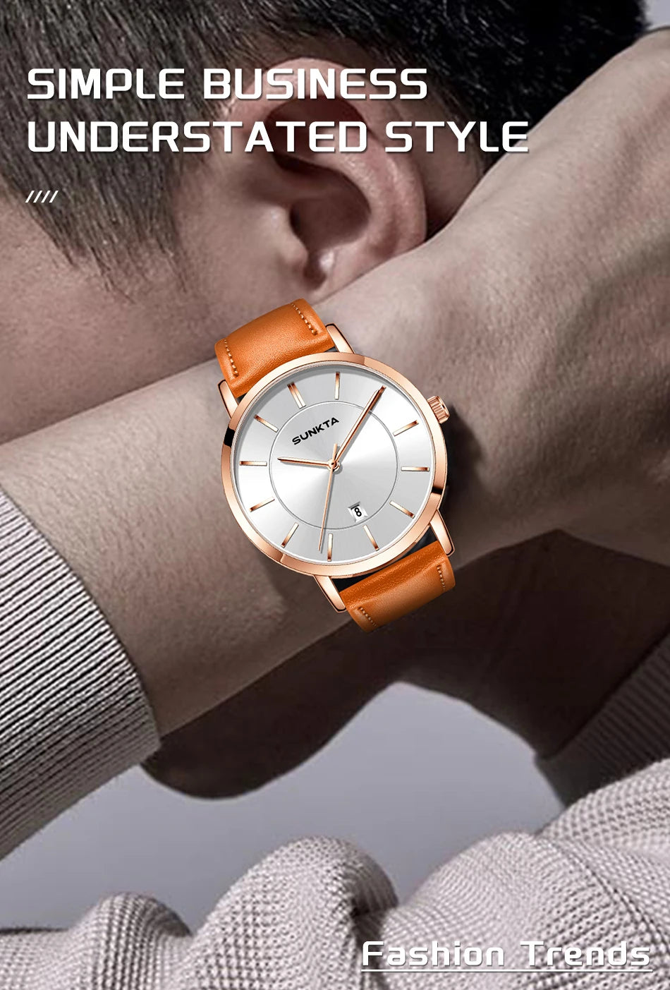 LIGE Sunkta Ultra Thin Watches for Retro Business