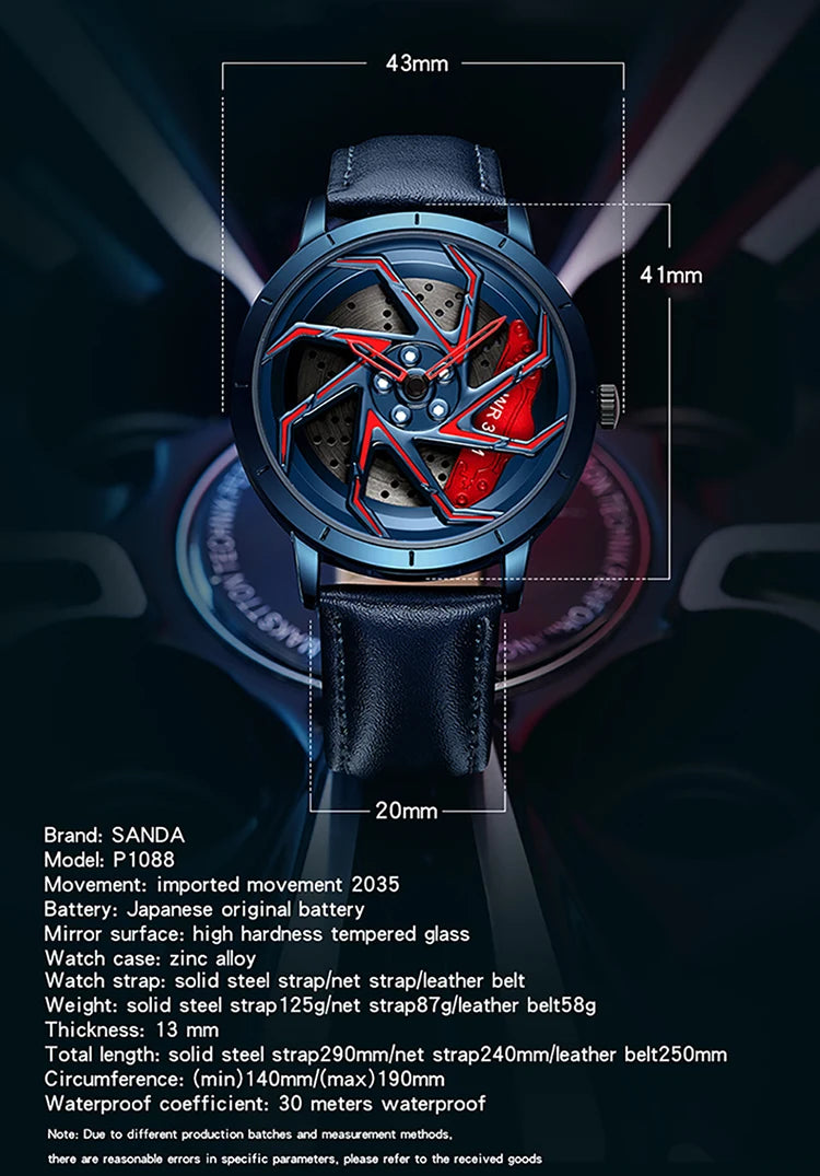 SANDA Spinning Car Rim Watch