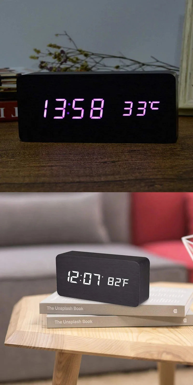 Wooden Digital Alarm Clock