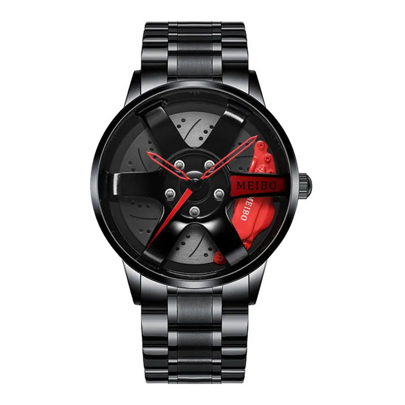 Rotating Car Rim Stainless Steel Watch