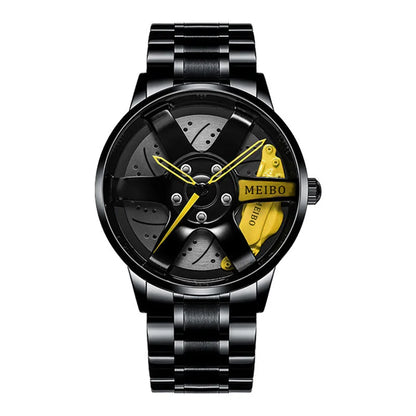 Rotating Car Rim Stainless Steel Watch
