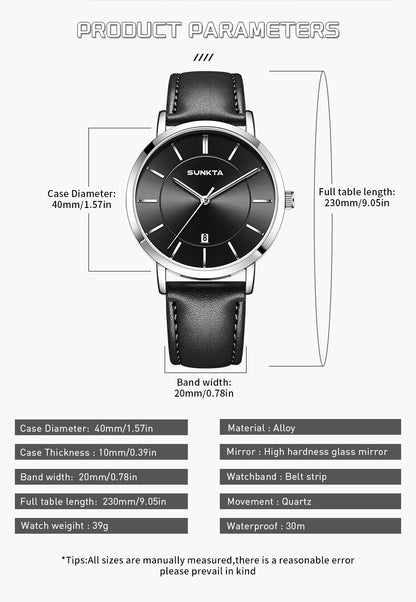 LIGE Sunkta Ultra Thin Watches for Retro Business