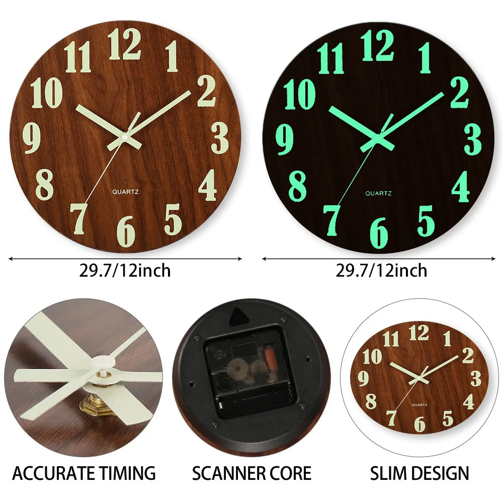 12 Inch Luminous Nordic Clock