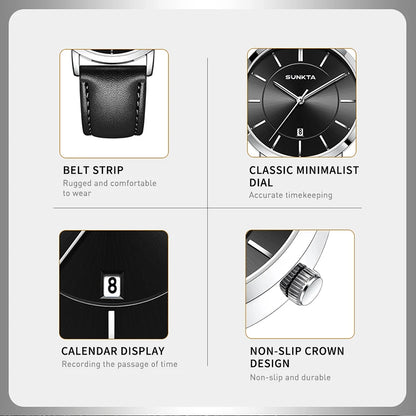 LIGE Sunkta Ultra Thin Watches for Retro Business