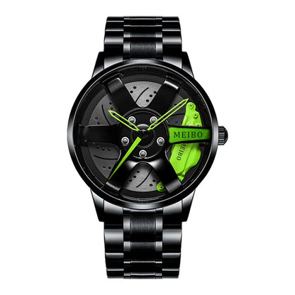 Rotating Car Rim Stainless Steel Watch