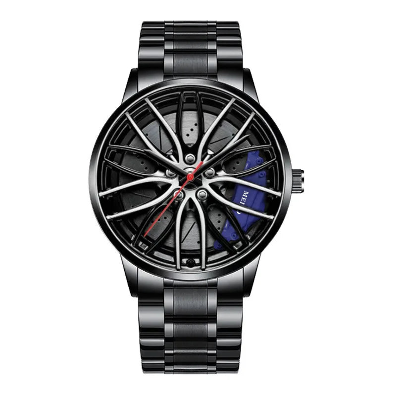 Rotating Car Rim Stainless Steel Watch