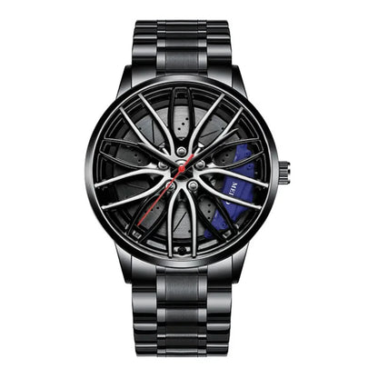 Rotating Car Rim Stainless Steel Watch