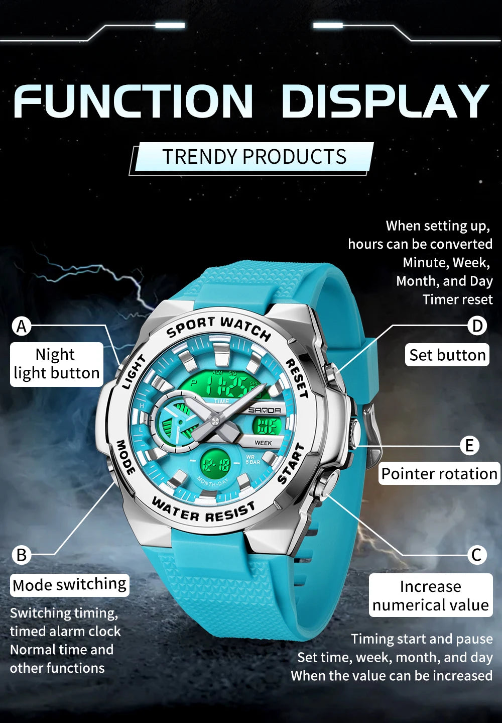 Fashion SANDA Mens Sport watch